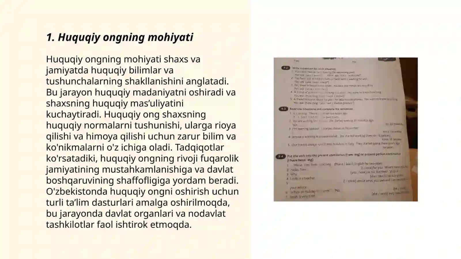 Huquqiy ong - kishilarning amal qilayotgan huquq 3