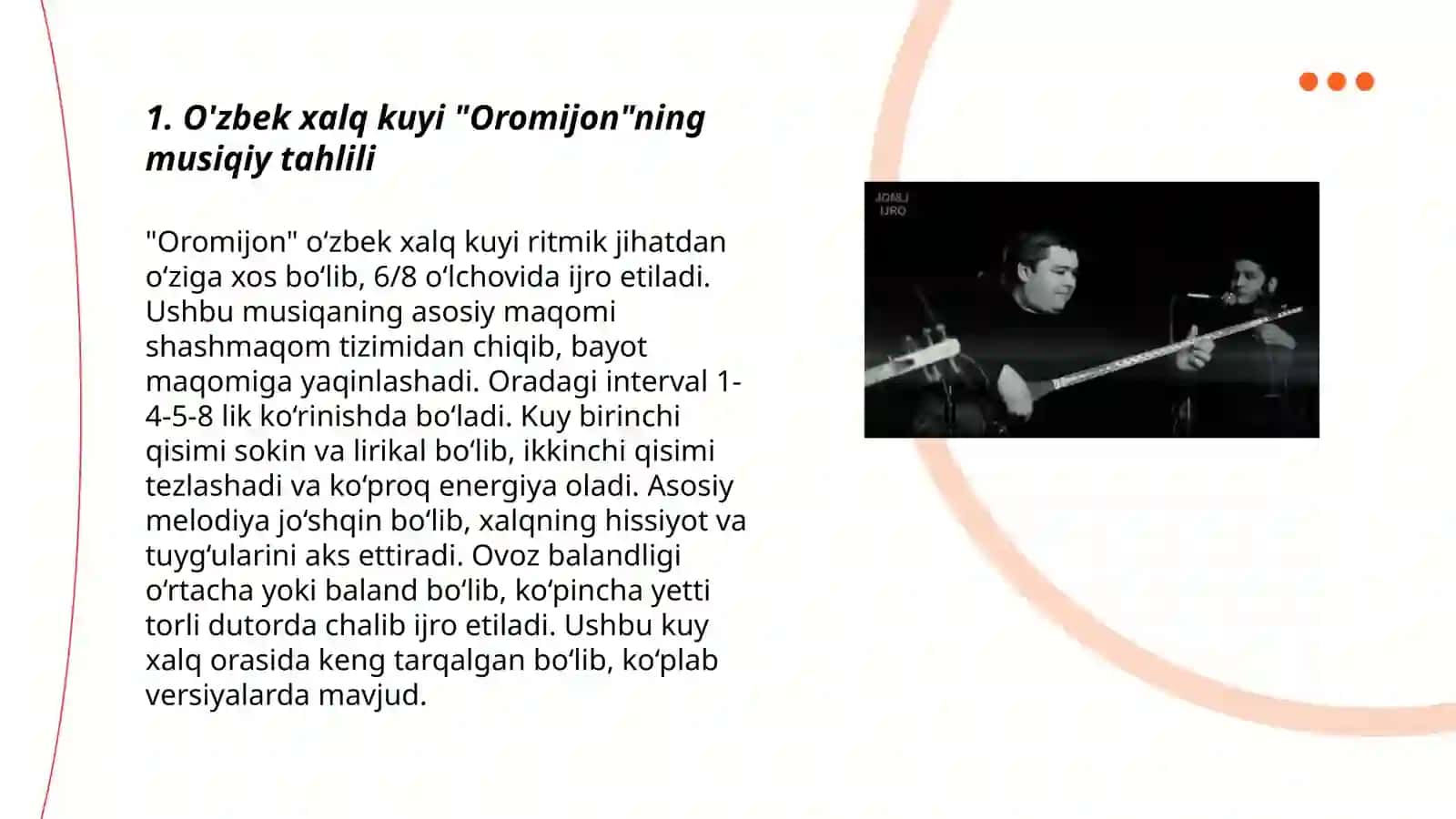 O'zbek xalq kuyi "oromijon" asarini musiqiy tahlil 3