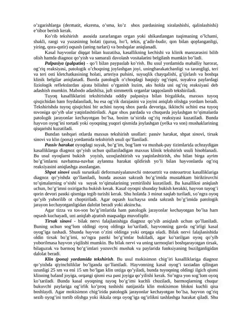 Xirurgik kasal hayvonlarni klinik tekshirish usullari 3