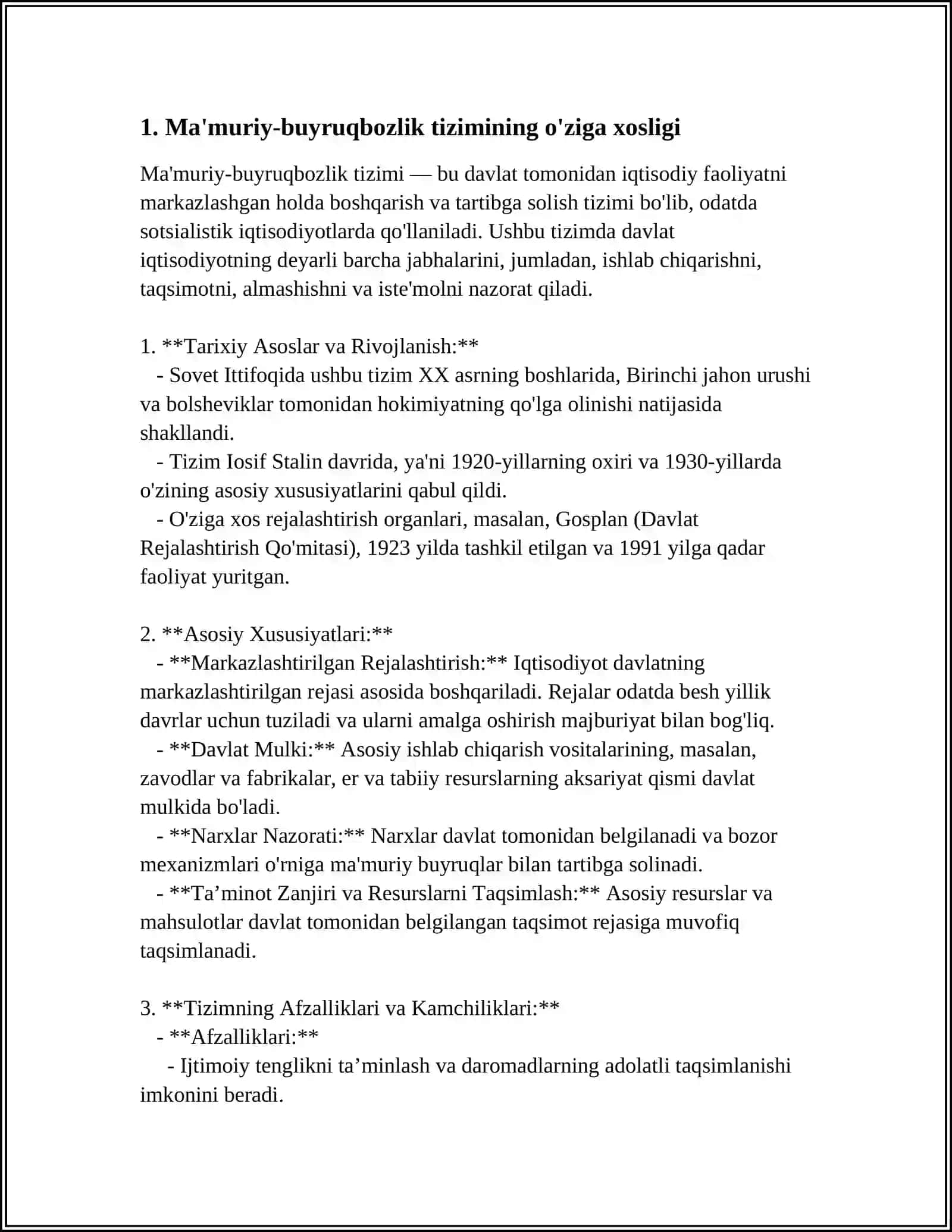 OʻZBEKISTON RESPUBLIKASIDAGI MAʼMURIY-BUYRUQBOZLIK TIZIMIDAN BOZOR MUNOSABATLARIGA OʻTISH DAVRI KONSEPSIYASI 3