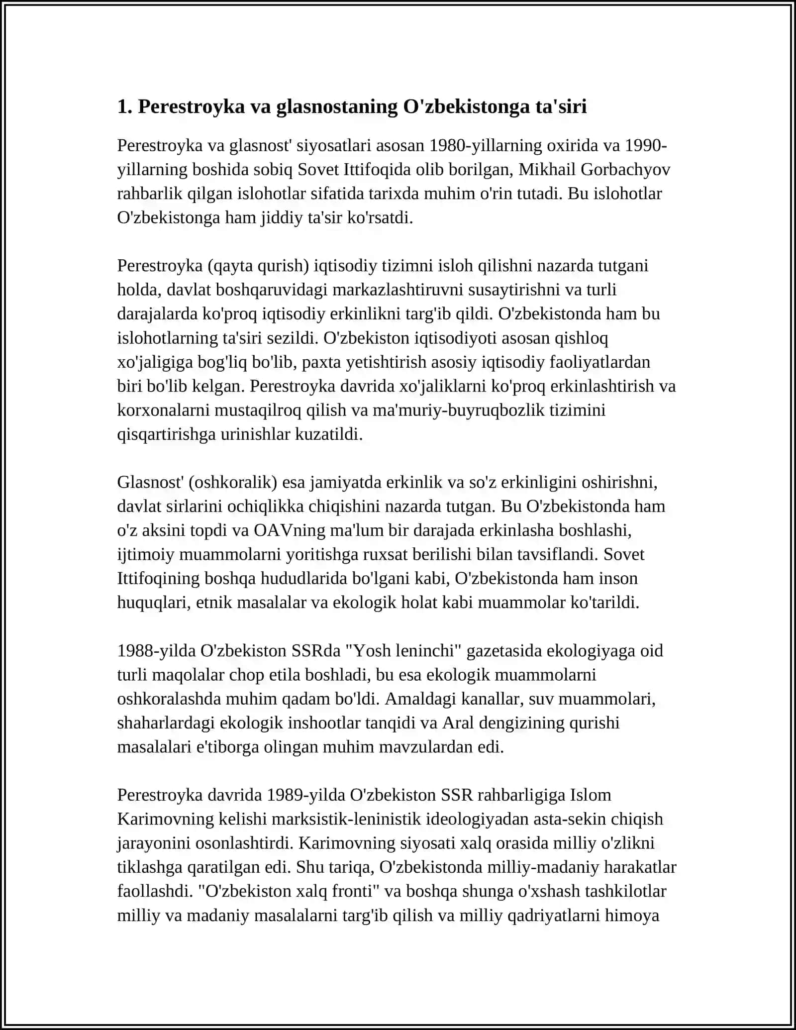 XX ASRNING 80-YILLARI SO'NGIDA O'ZBEKISTONDA IJTIMOIY IQTISODIY VA SIYOSIY MUAMMOLAR 3