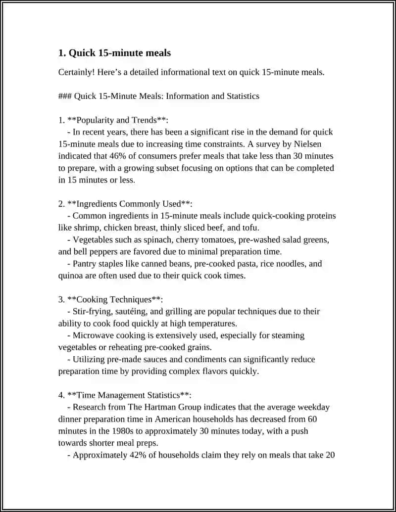 Quick 15-Minute Meals Information 3