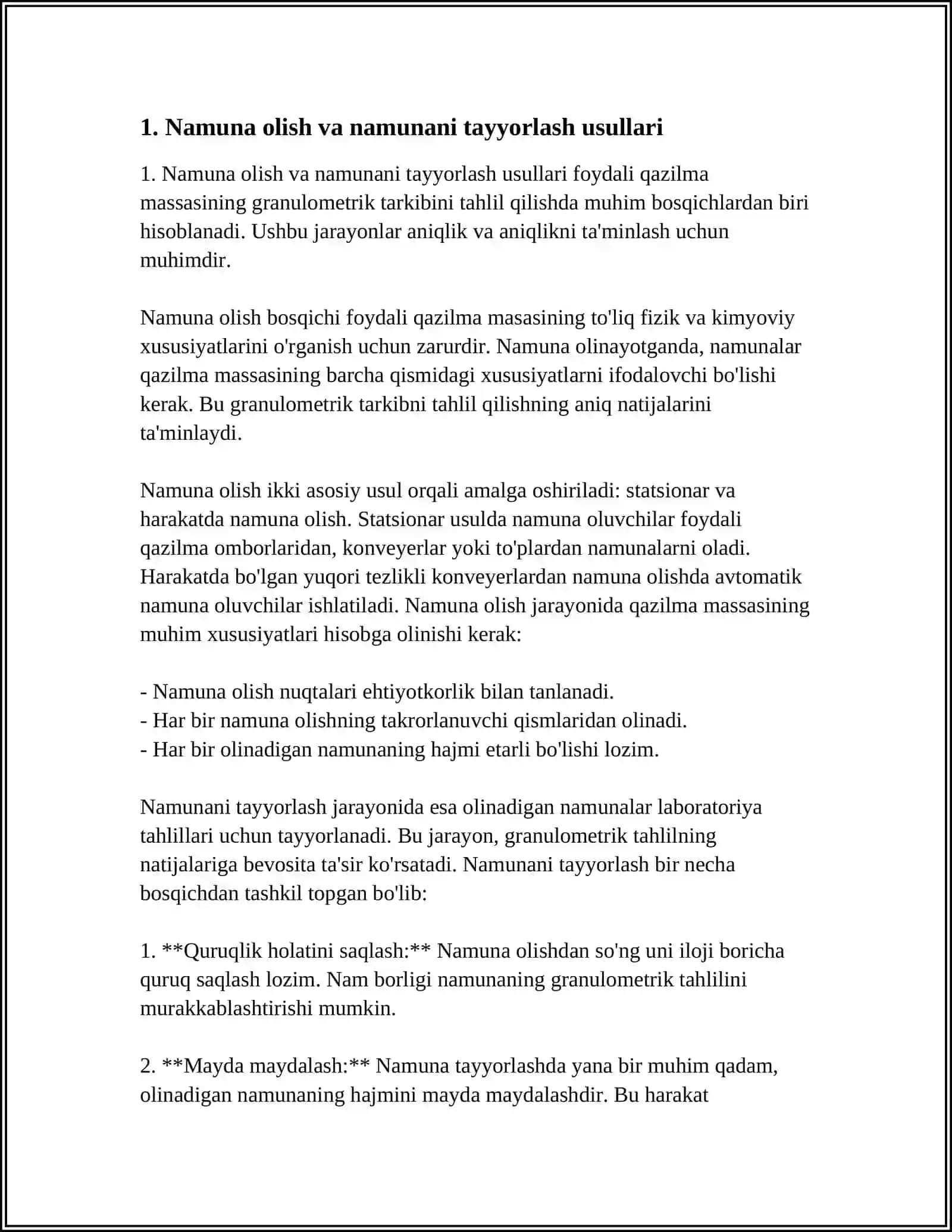 FOYDALI QAZILMA MASSASINING GRANULOMETRIK TARKIBINI TAHLIL QILISH USULLARI 3
