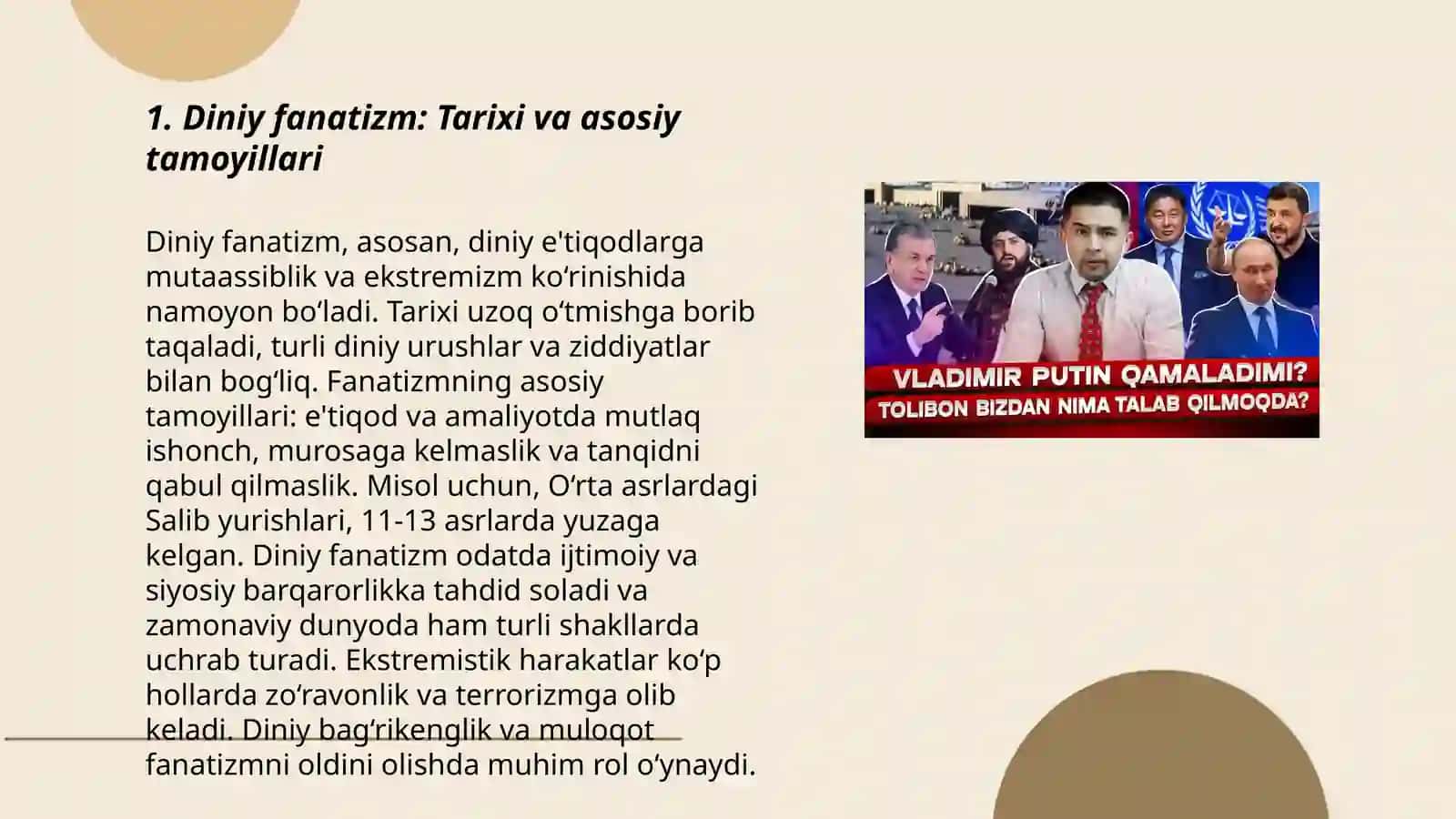Diniy fanatizm, ekstremizm, fundamentalizm, va terrorizmning tarixi hamda hozirgi davrda xavfsizlikka tahdidi 3