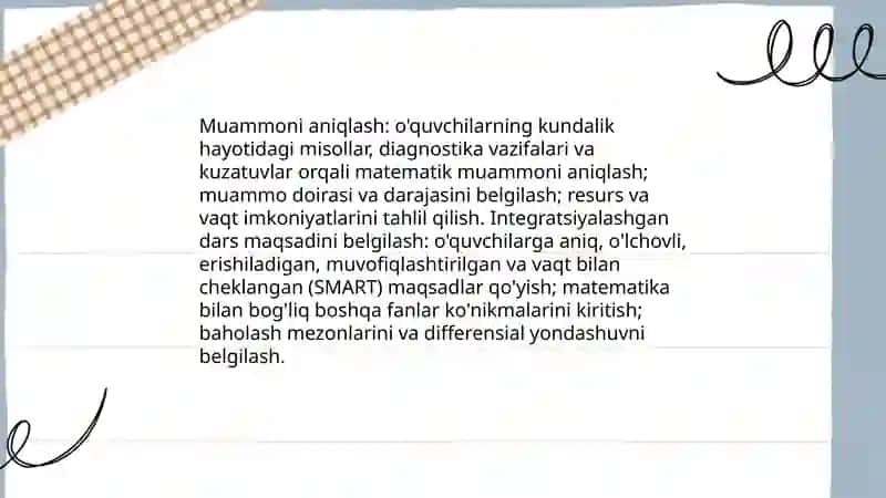 Boshlang'ich sinf matematika darslarida integratsiyalashgan ta’limni yechish bosqichlari 3