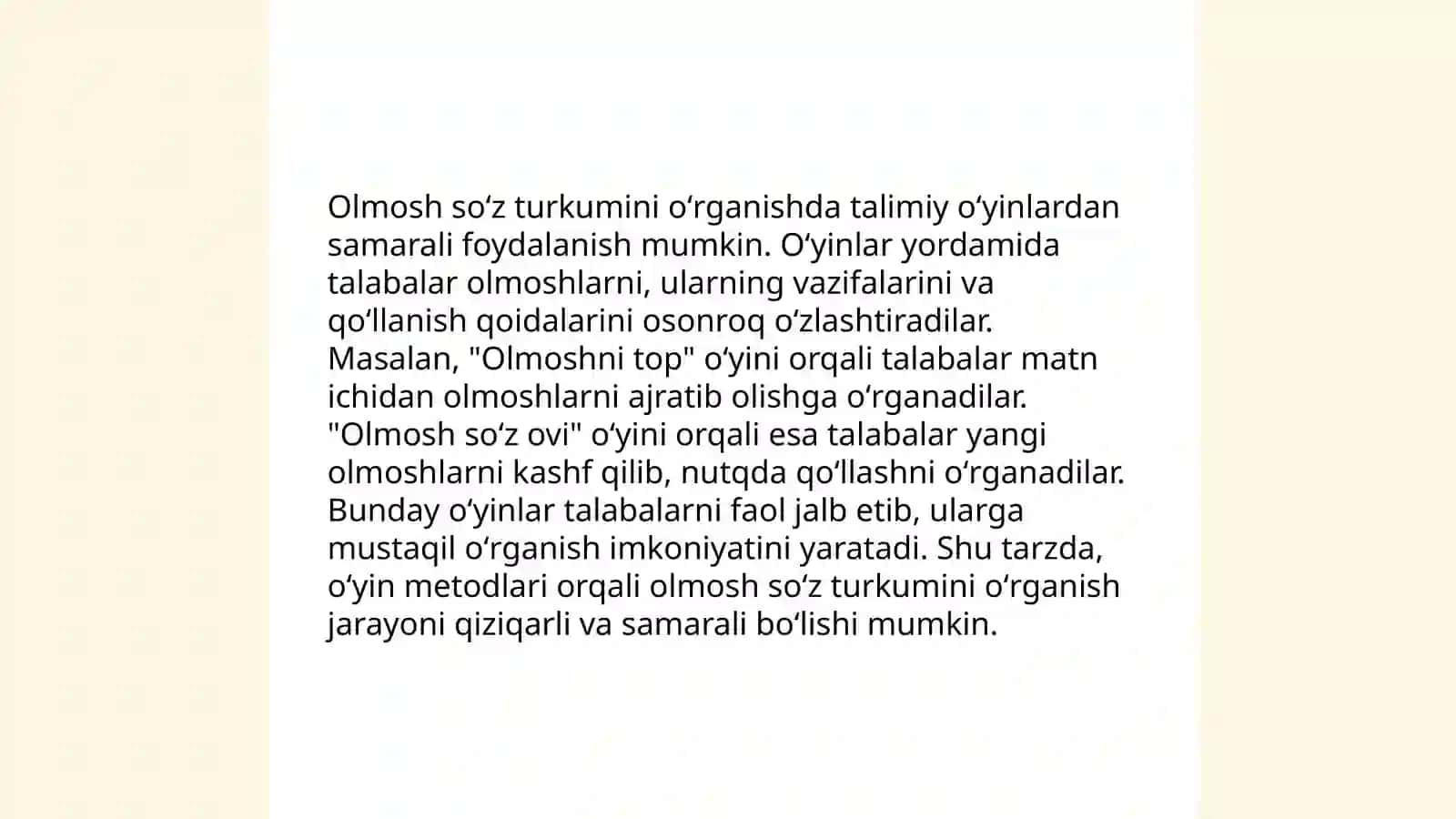 Olmosh soʻz turkumini oʻrganishda talmiy oʻyinlar 3