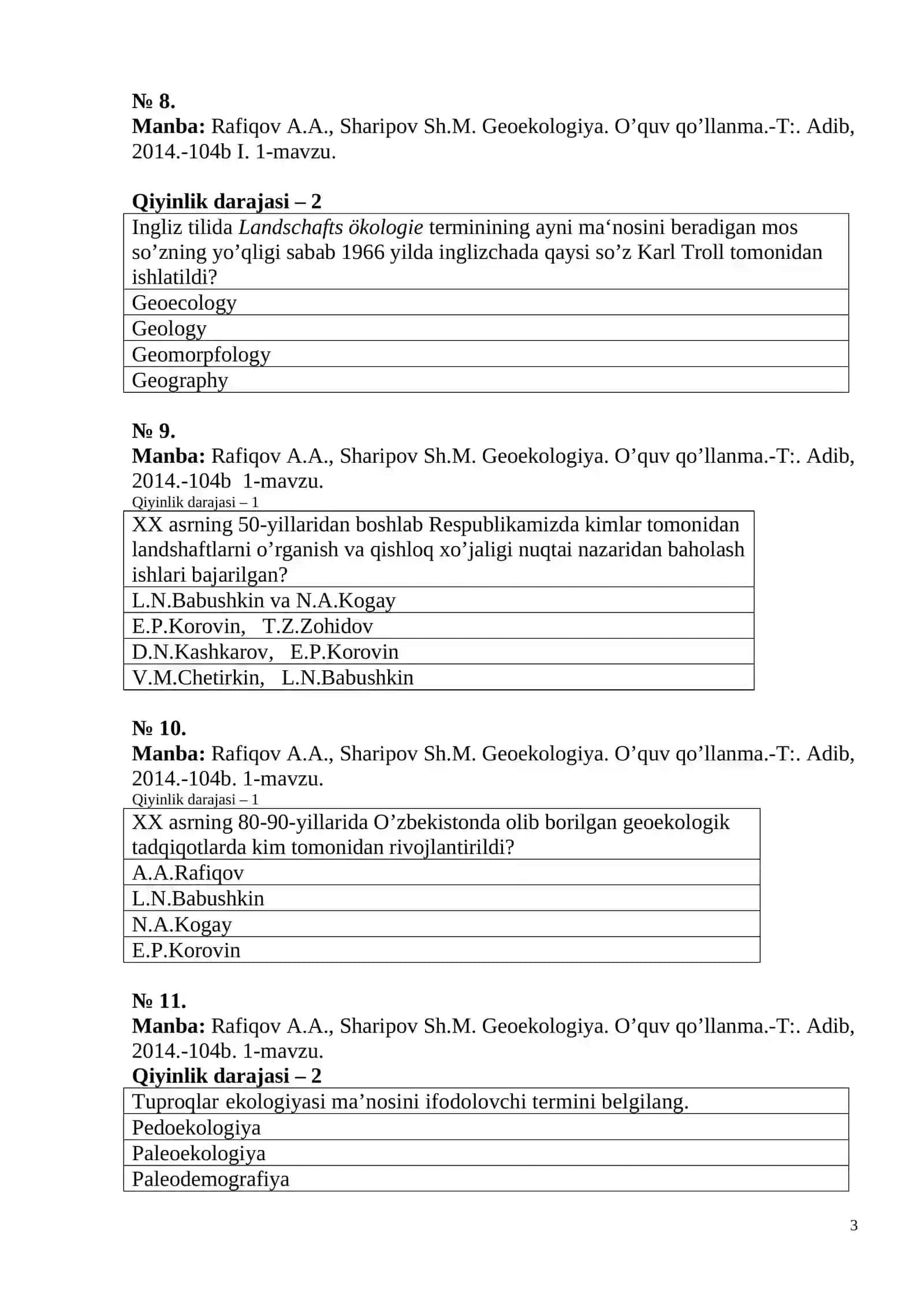 Geoekologiya va landshaft ekologiyasi 3