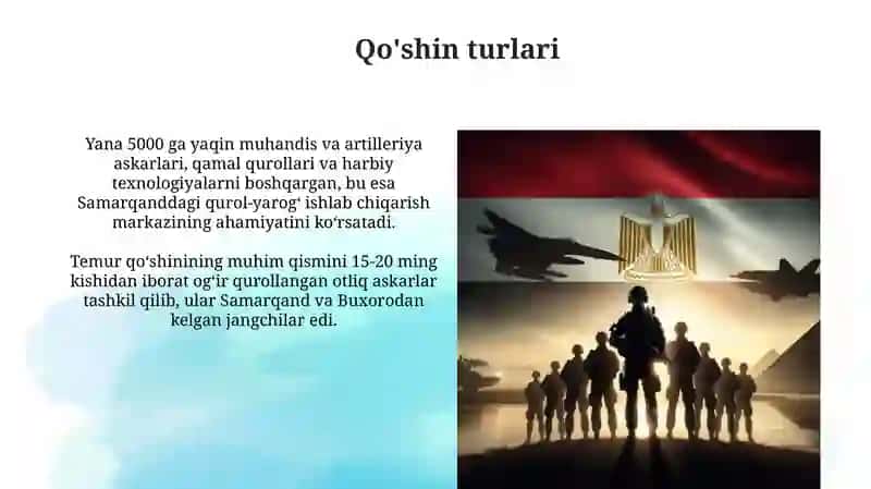 Amir Temur davlatida qoʻshin tuzulish 3