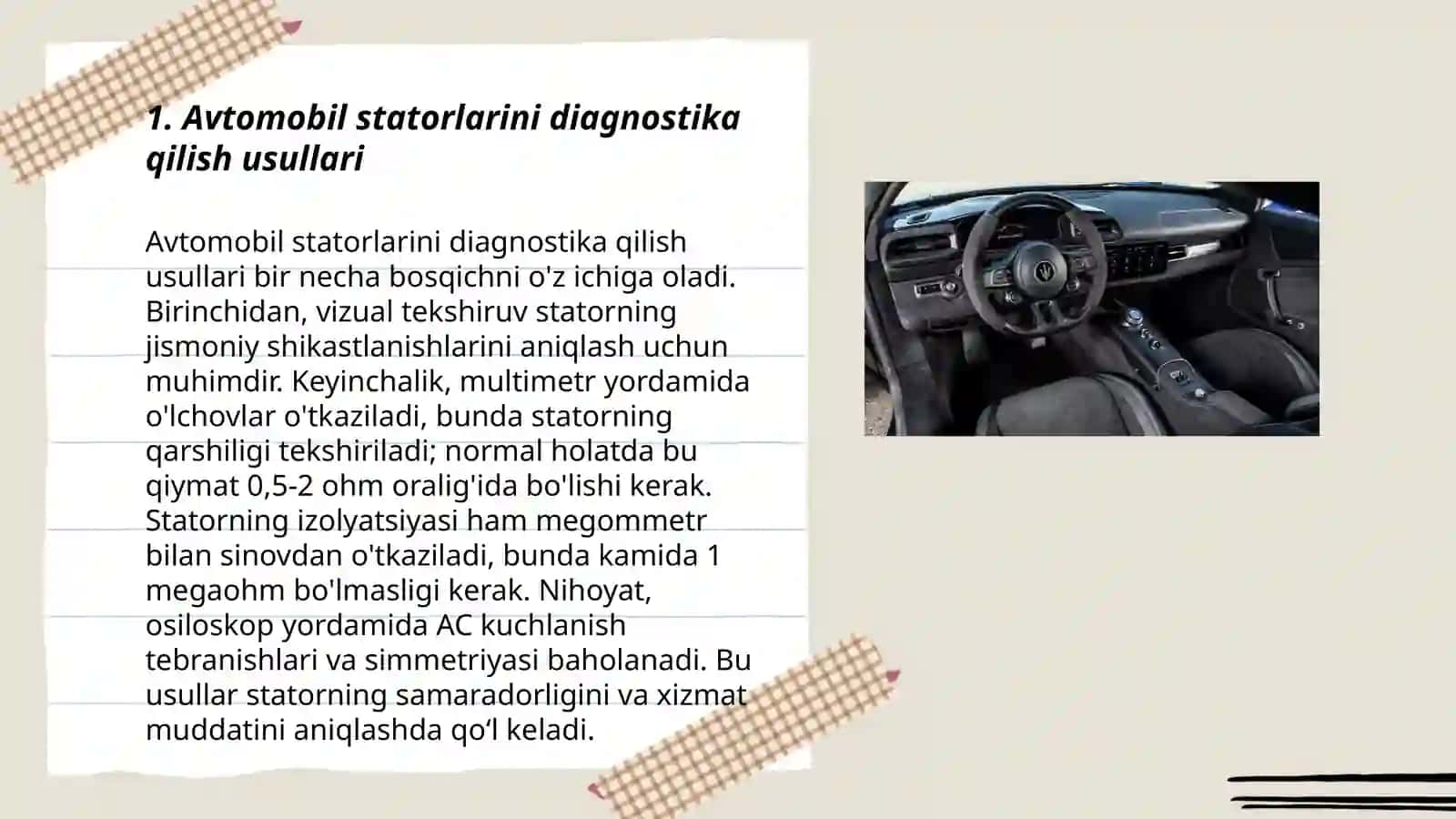 Avtomobil statorlariga texnika xizmati ko'rsatish 3