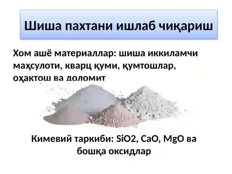 Шиша пахта ва унинг асосида олинадиган буюмлари 3
