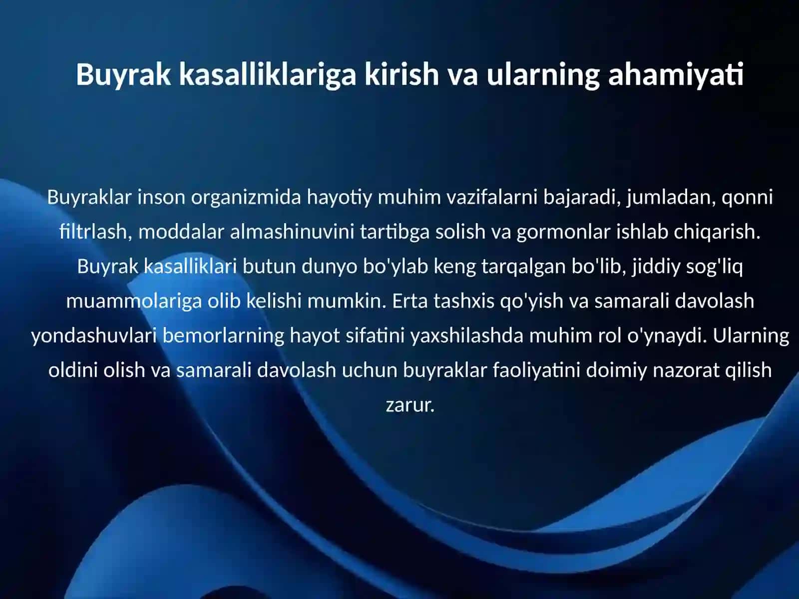 Buyrak kasalliklari zamonaviy tekshiruv usullari. Tubulointerstitsial nefropatiyalar. Tizimli kasalliklarda buyraklarning shikastlanishi 3