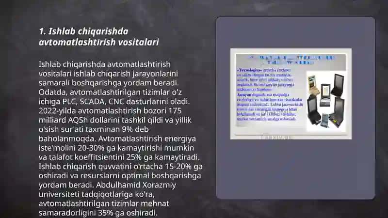 Ishlab chiqarishda avtomatlashtirish vositalari 3