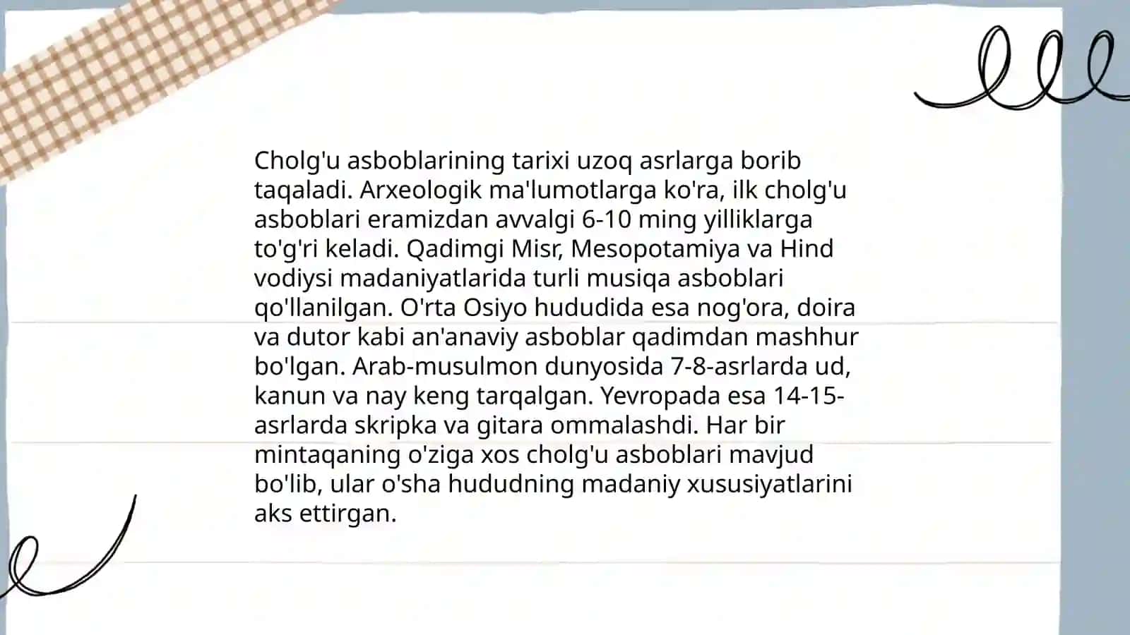 Cholg'u asboblarining tarixi 3