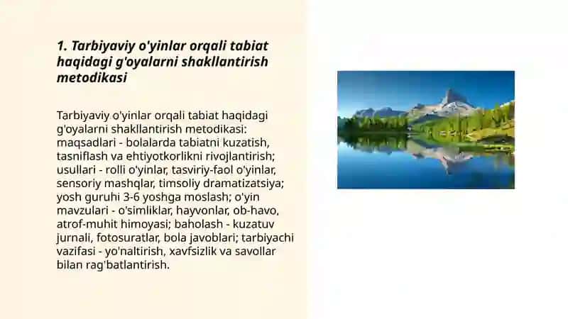 Maktabgacha talim tashkilotlarida bolalarning tabiat haqida ĝoyalarini shakllantirish metodikasi 3