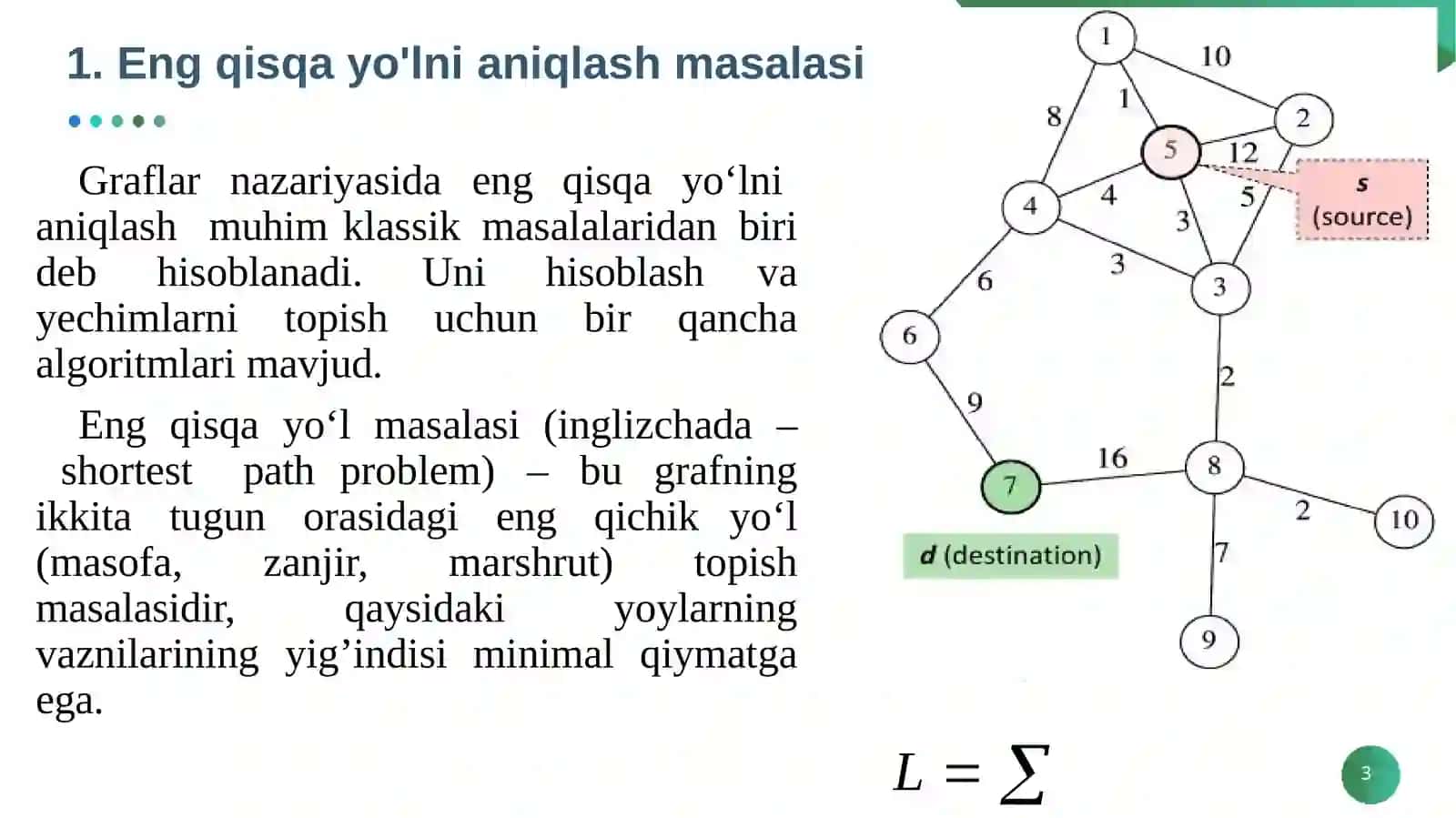 Graflarda Eng Qisqa Yo'lni Aniqlash Algoritmlari 3