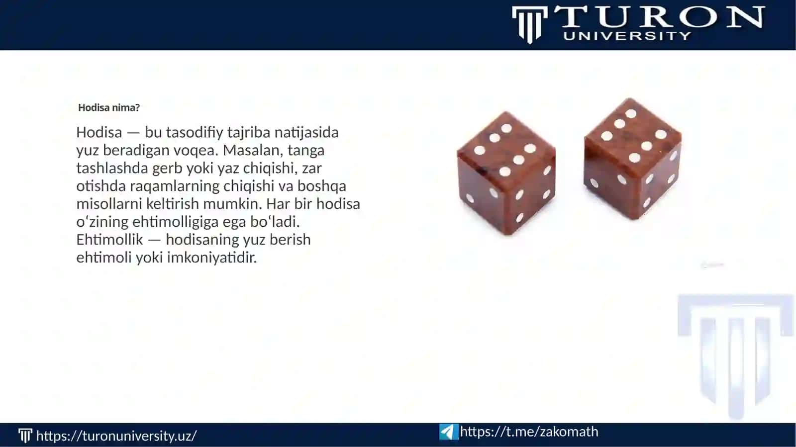 Hodisalarning erkliligi va eng sodda formulalar 3