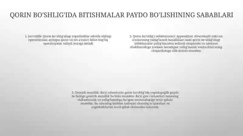 Qorin Parda BoʻShligʻI Bitishma Kasalliklari 3