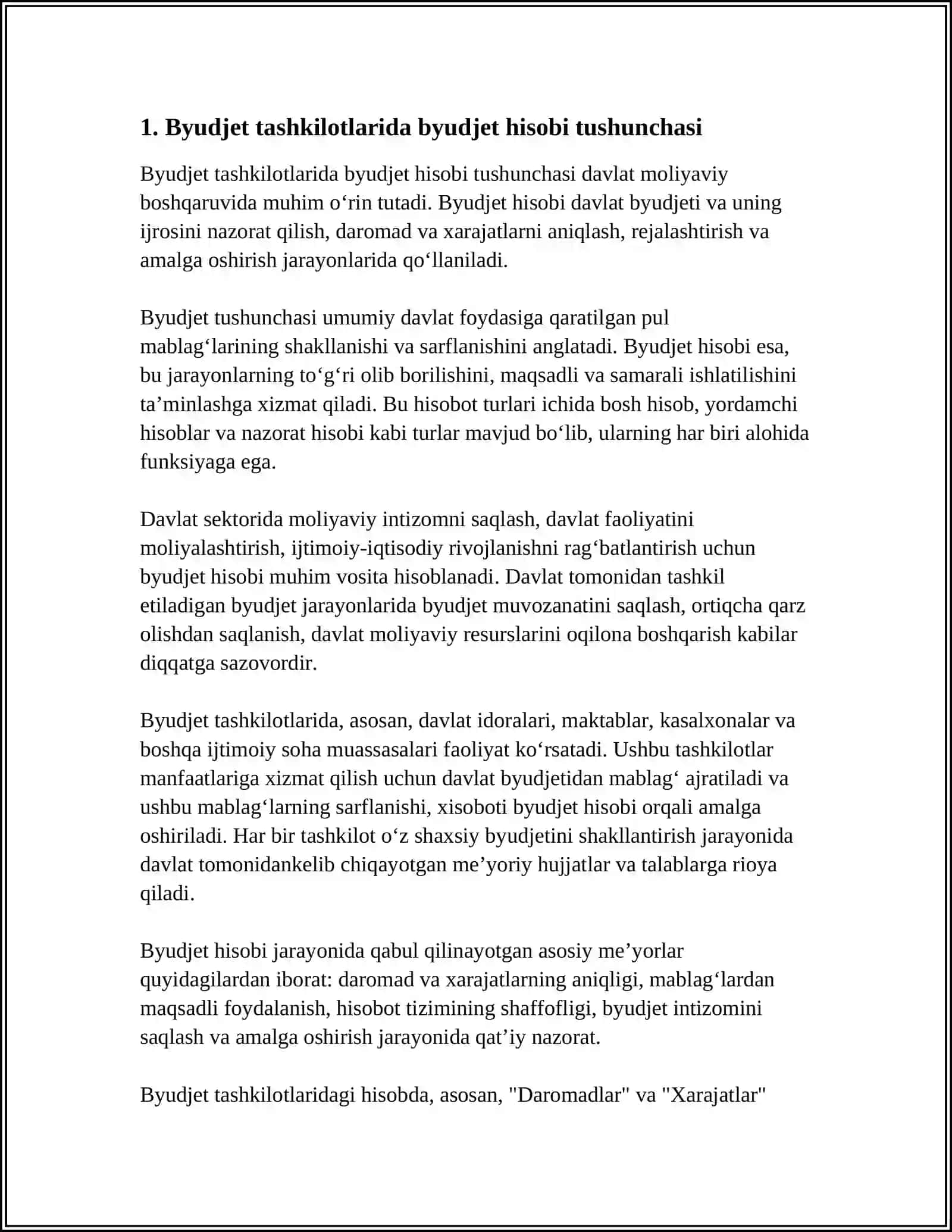 BYUDJET TASHKILOTLARIDA BYUDJET HISOBINI TASHKIL QILISHNING MAQSADI VA VAZIFALARI HAMDA XUSUSIYATLARI 3