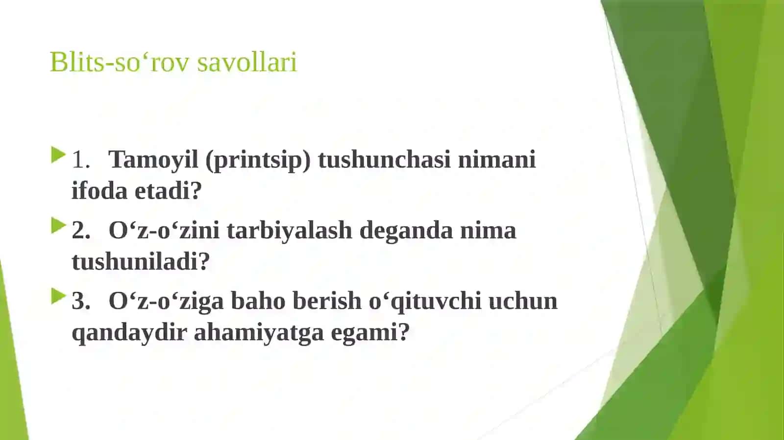 O'zini-o'zinazoratqilish savollari 3
