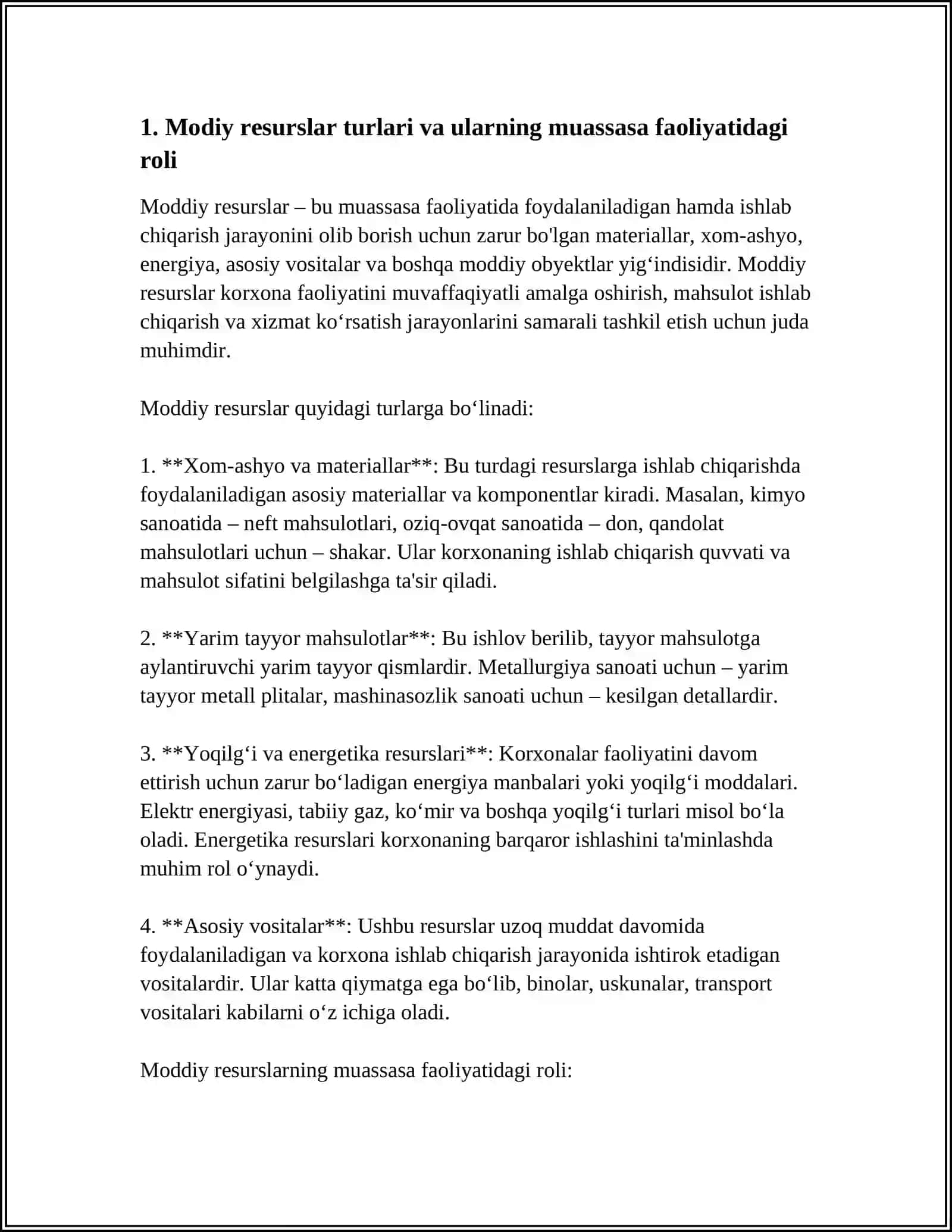 MODIY RESURSLAR BILAN TAMINLANGANLIK VA ULARDAN FOYDALANISH ANALIZI 3