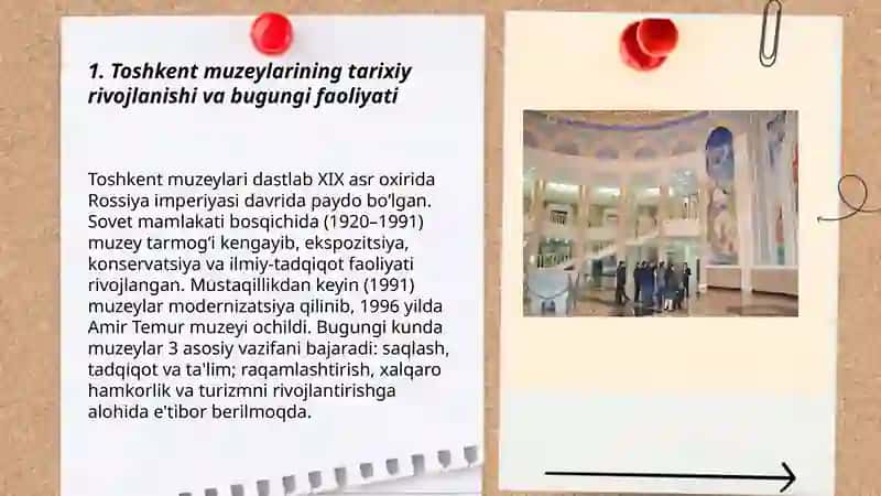 Toshkent shahrida joylashgan muzeylar faoliyati 3