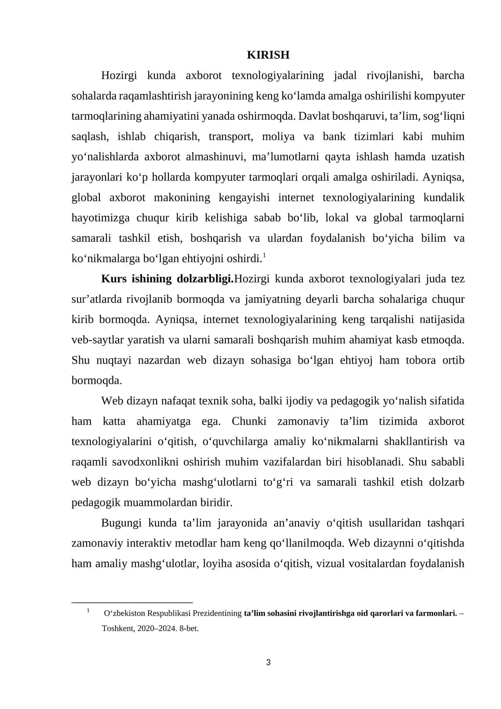 Web dizayn bo`yicha mashg`ulotlar tashkil qilish metodikasi 3