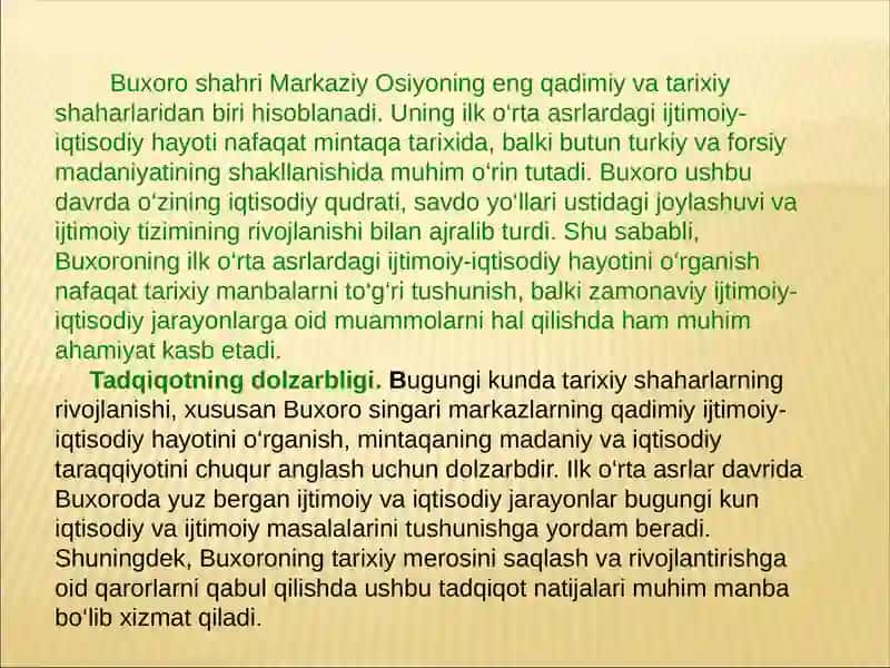 Buxoroning ilk oʻrta asrlarda ijtimoiy-iqtisodiy hayoti 3