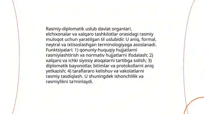 Rasmiy-diplomatik uslub va xususiyatlari 3