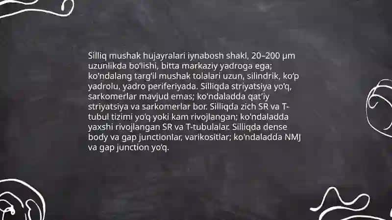 Silliq va kóndalang targ'il mushaklar fiziologik farqlari 3