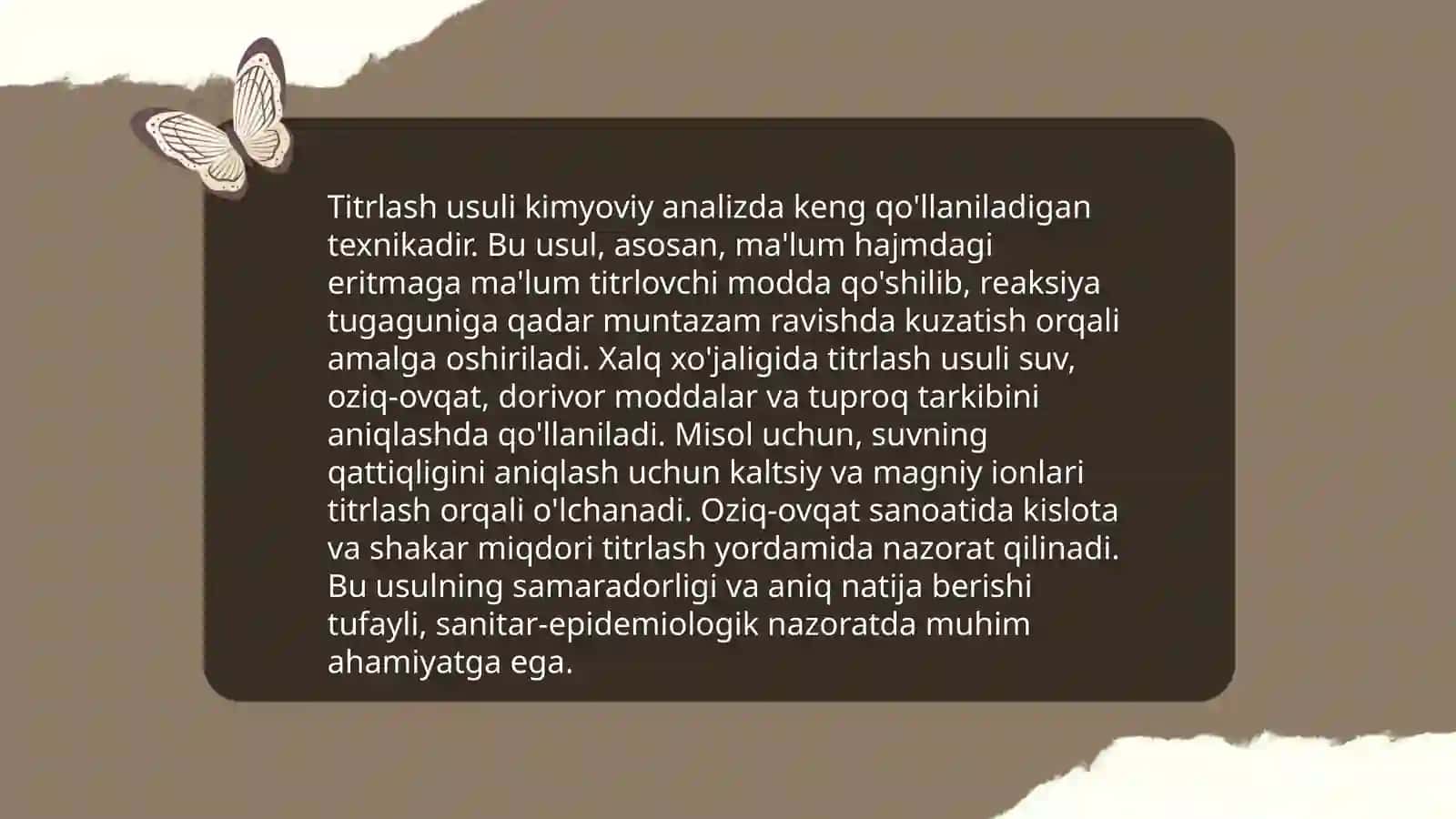 Titrlash usulining xalq xo'jaligidagi ahamiyati 3