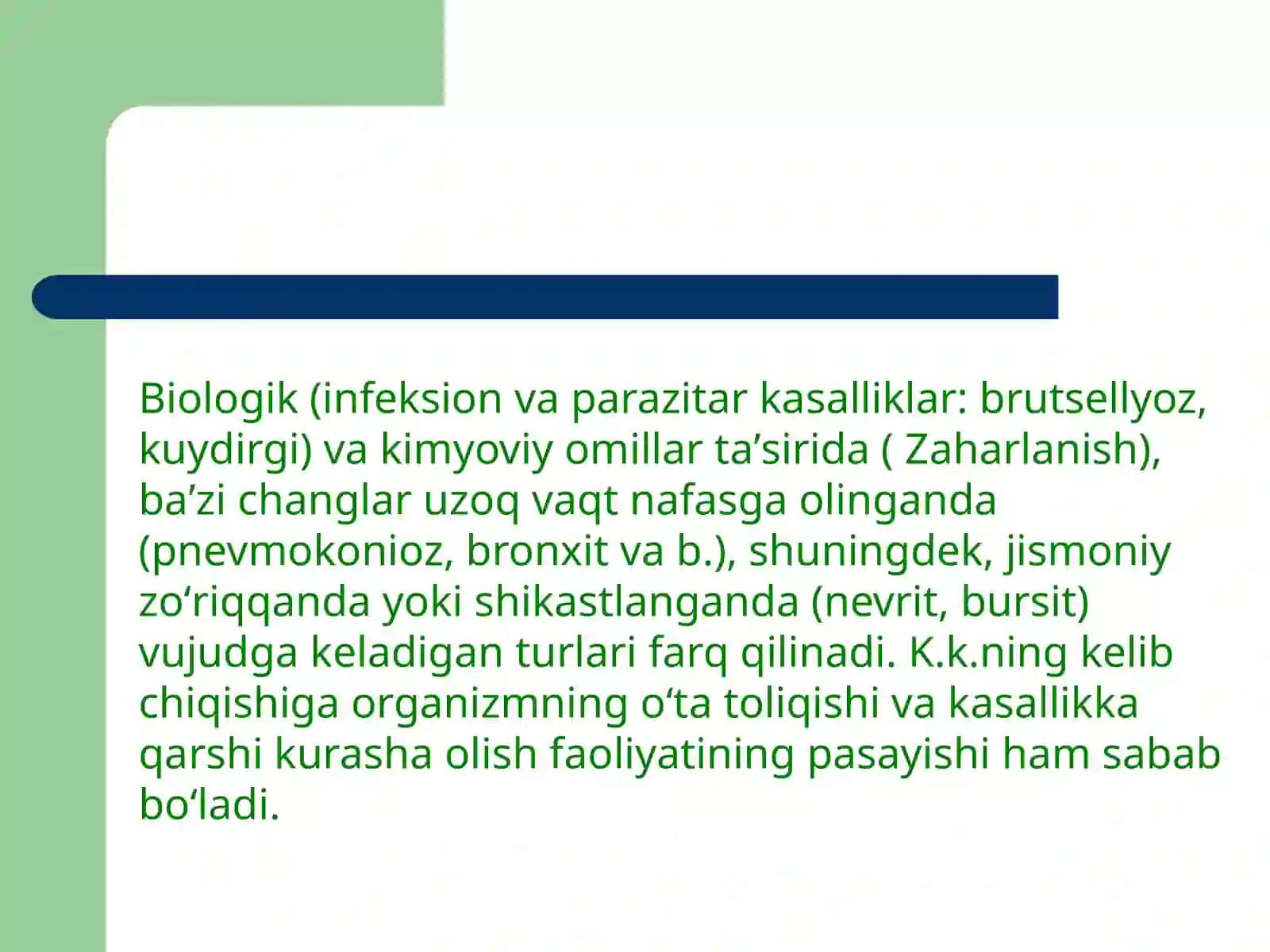 Kasb kasalliklari, kelib chiqish sabablari va oldini olish choralari 3