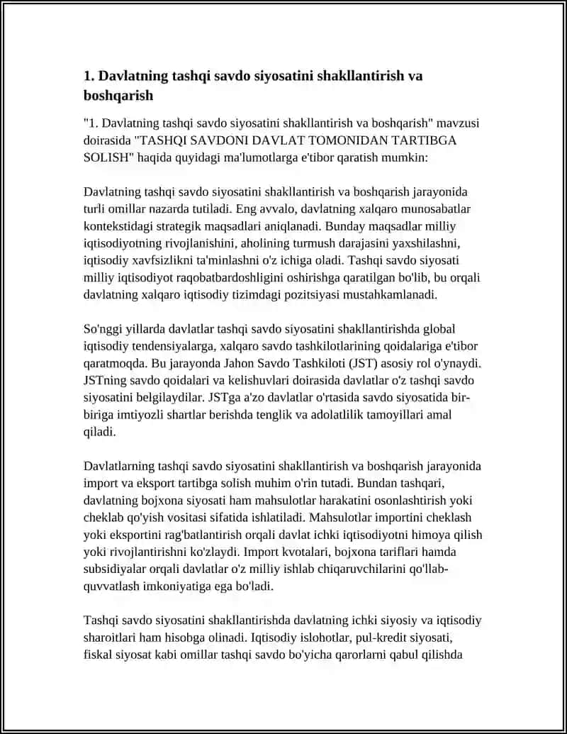 TASHQI SAVDONI DAVLAT TOMONIDAN TARTIBGA SOLISH 3