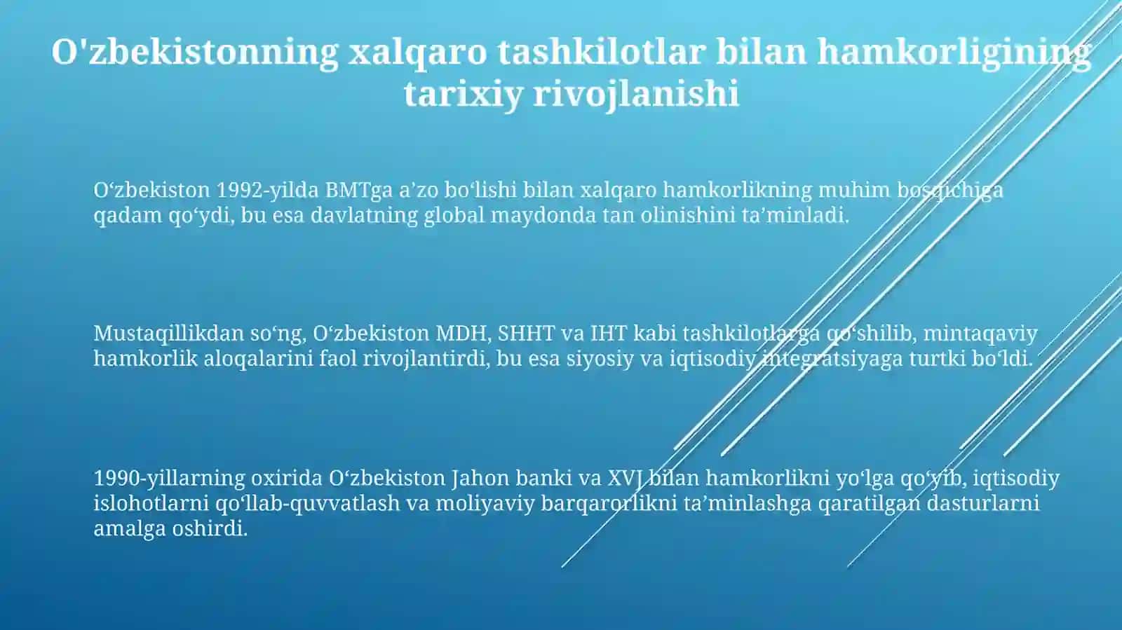 Oʻzbekistonning xalqarotashkilotlarbilanhamkorlikaloqalari 3