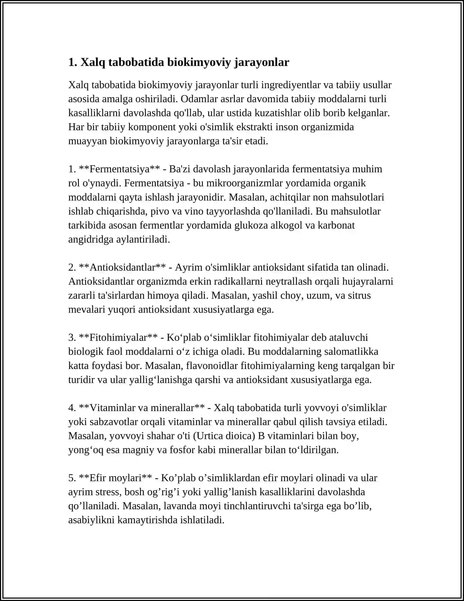 XALQ TABOBATIDA BIOKIMYO MODULINING ÓRNI, AHAMIYATI 3