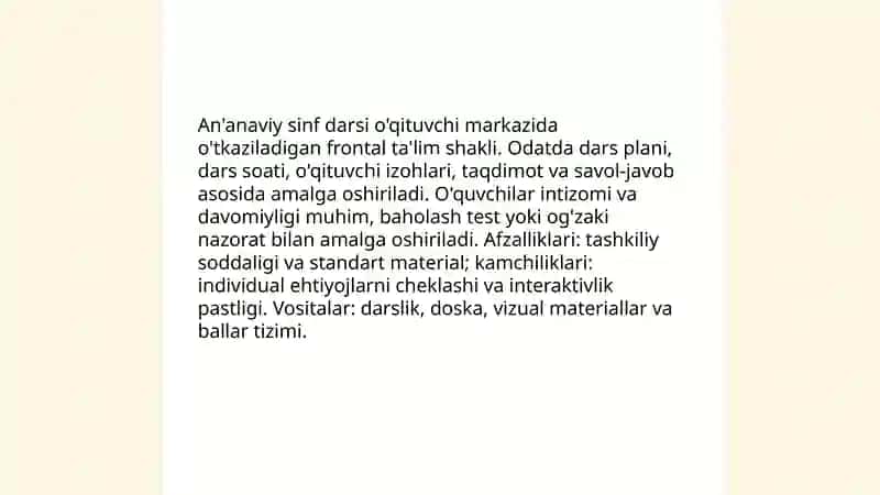 An'anaviy sinf darsi 3