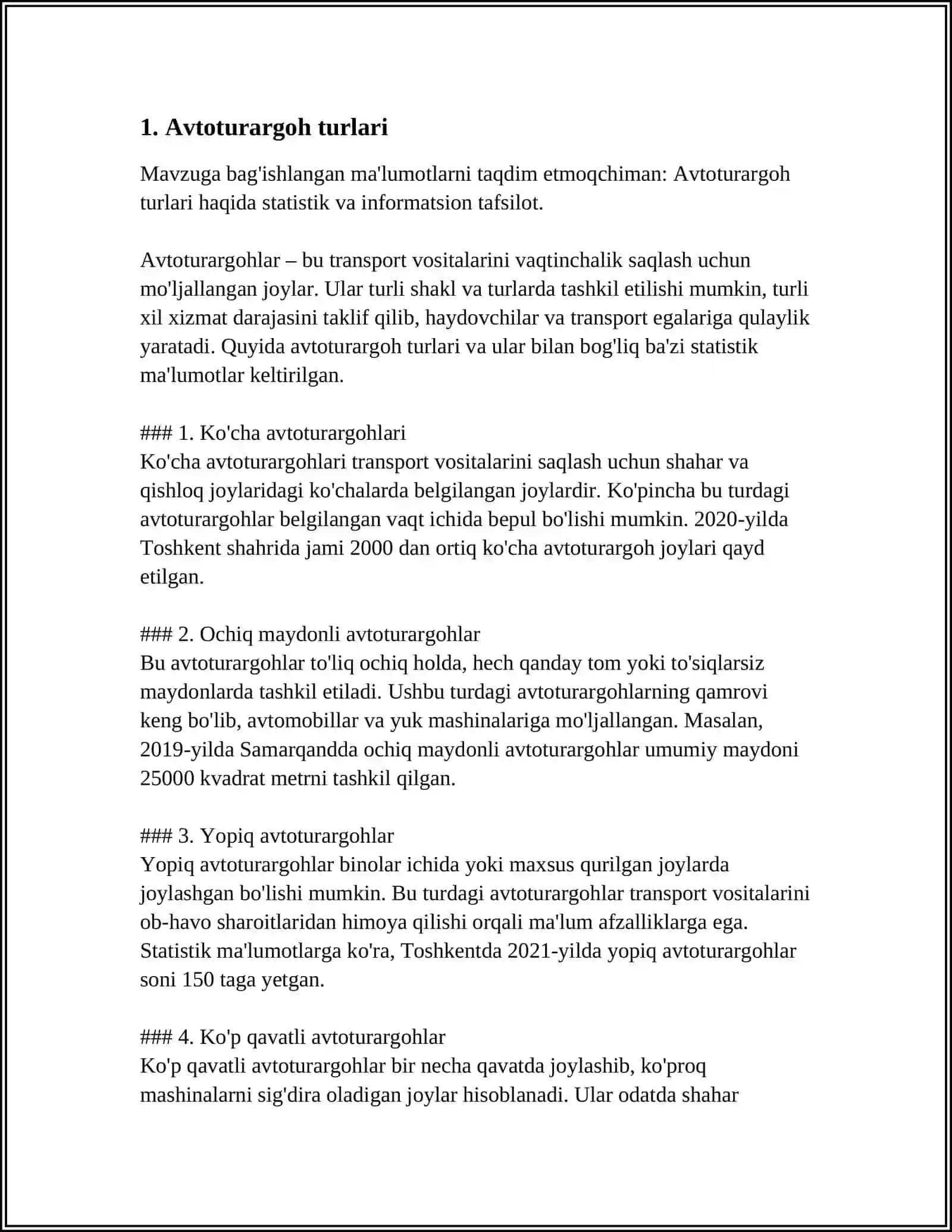 AVTOTURARGOHLAR VA ULARNING TURLARI 3