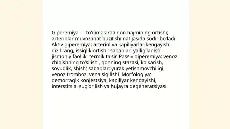 Gemodinamika buzilishlar (I): Giperemiya va ishemiyaning (infarktning) patogenezi va morfologik shakllari 3
