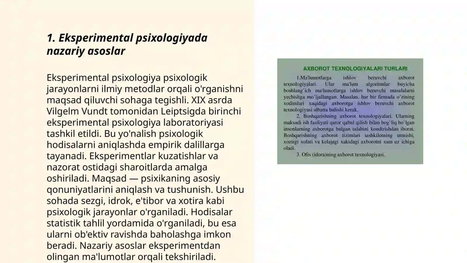 Eksperimental psixologiyada labaratoriya tajribasi va uning xususiyatlari 3