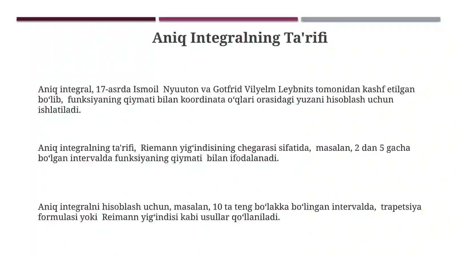 Aniq Integralning Ta'rifi 3