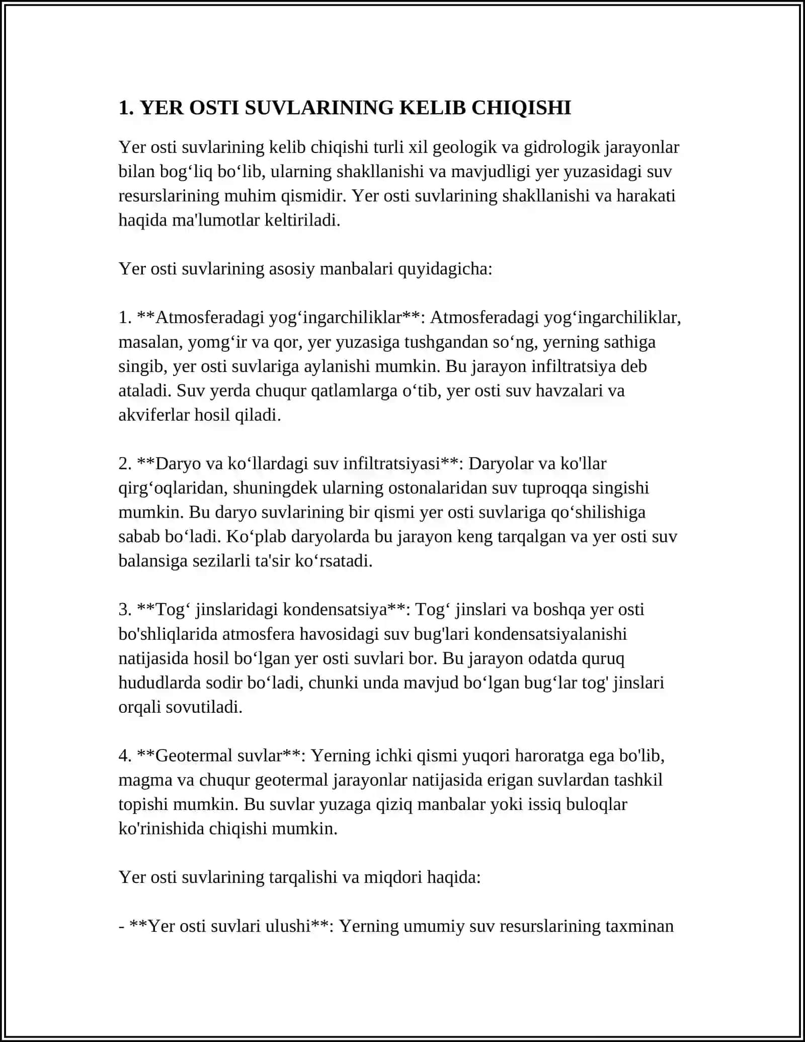 YER OSTI SUVLARINING BALANSI REJIMI VA ZAHIRASI 3