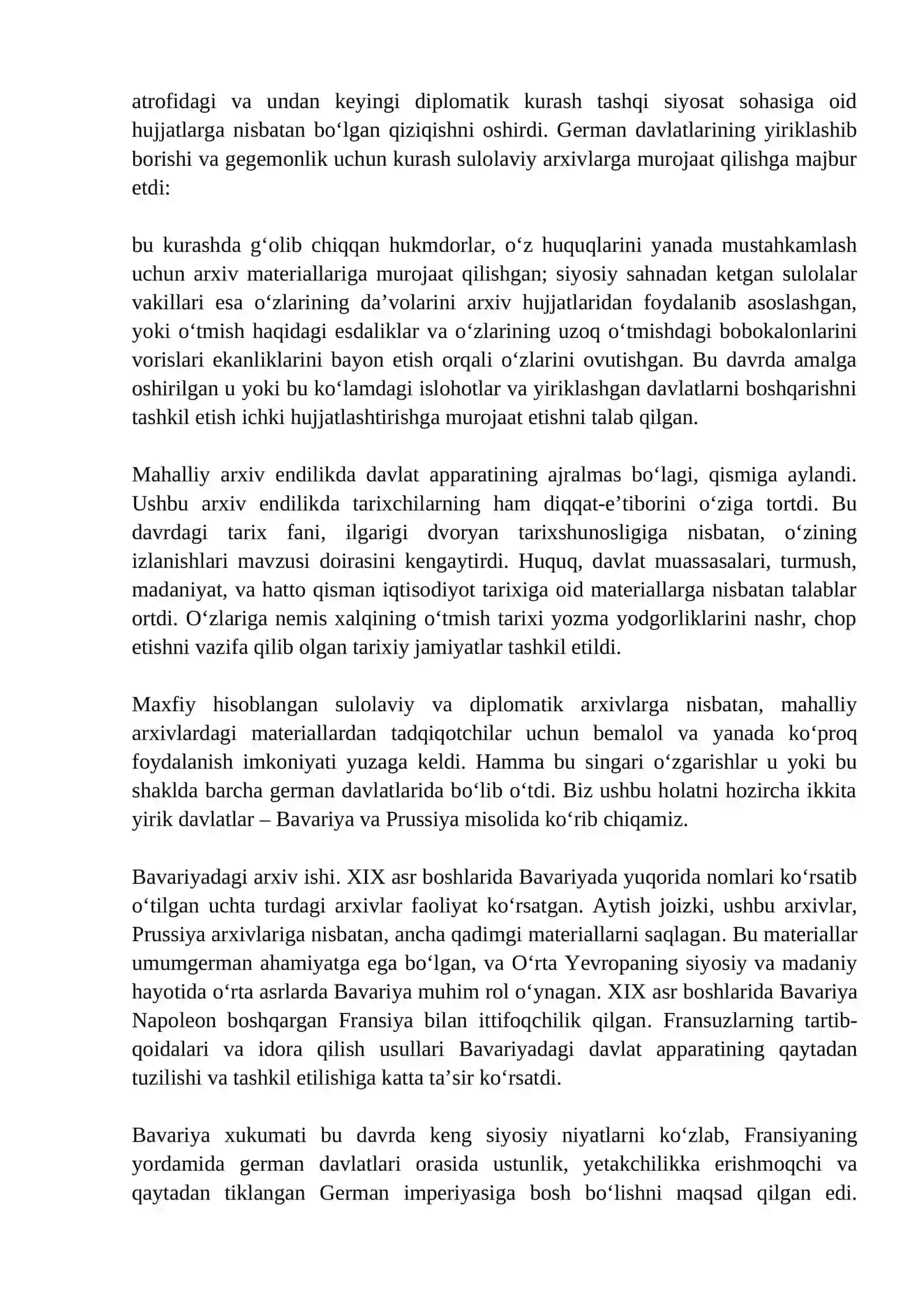 Yangi davrda Germaniyada arxiv ishi. Bavariya va Prussiya arxivlari 3