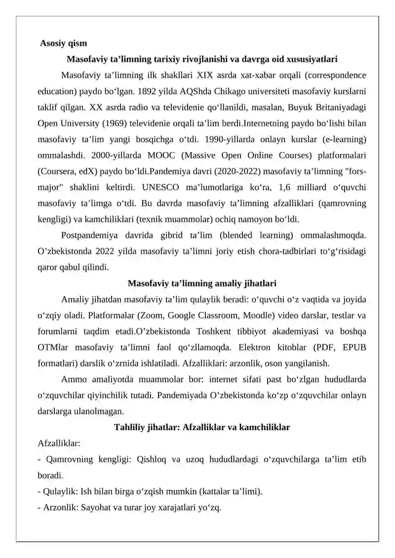 Masofaviy ta’lim va uning ahamiyati haqida elektron kitoblar bibliografiyasini shakllantirish maqola loyihasi 3