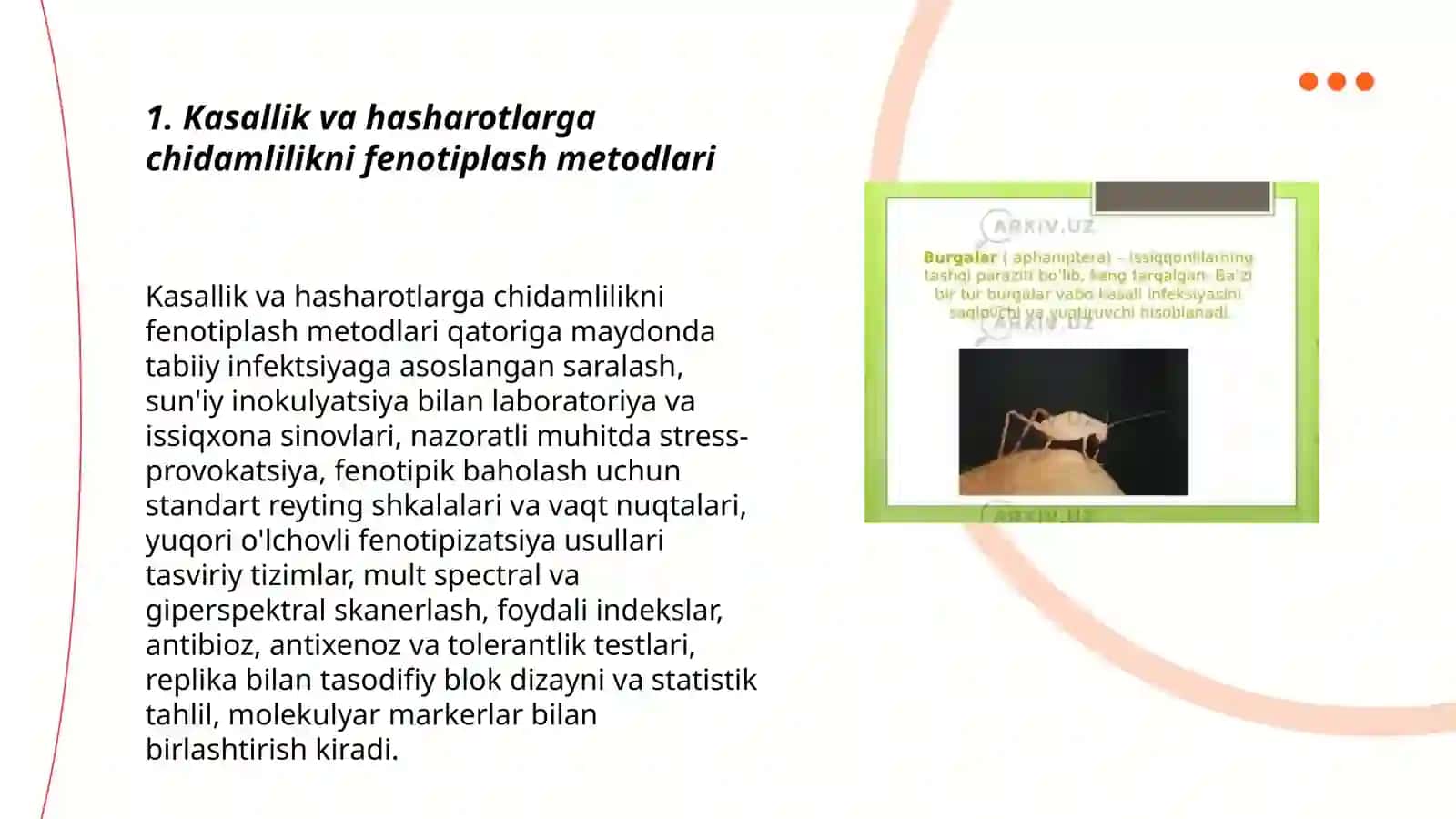 Kasallik va hasharotlarga chidamli navlar yaratish seleksiyasi 3