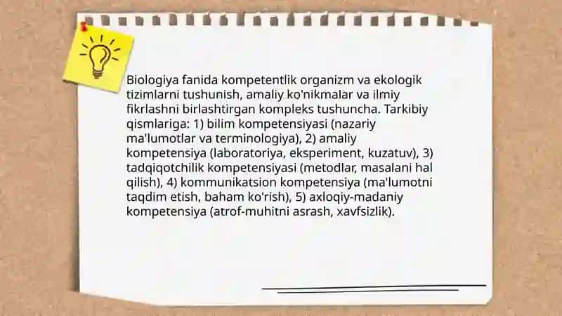 Biologiyani o'qitishda o'quvchilardan kompetentlikni rivojlantirish 3