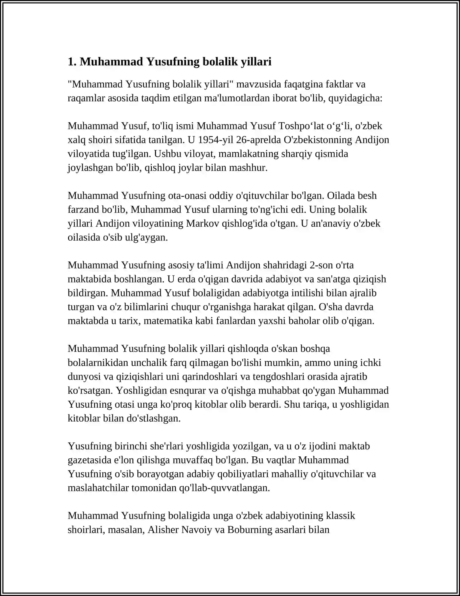 MUHAMMAD YUSUF HAYOTI VA IJODI 3