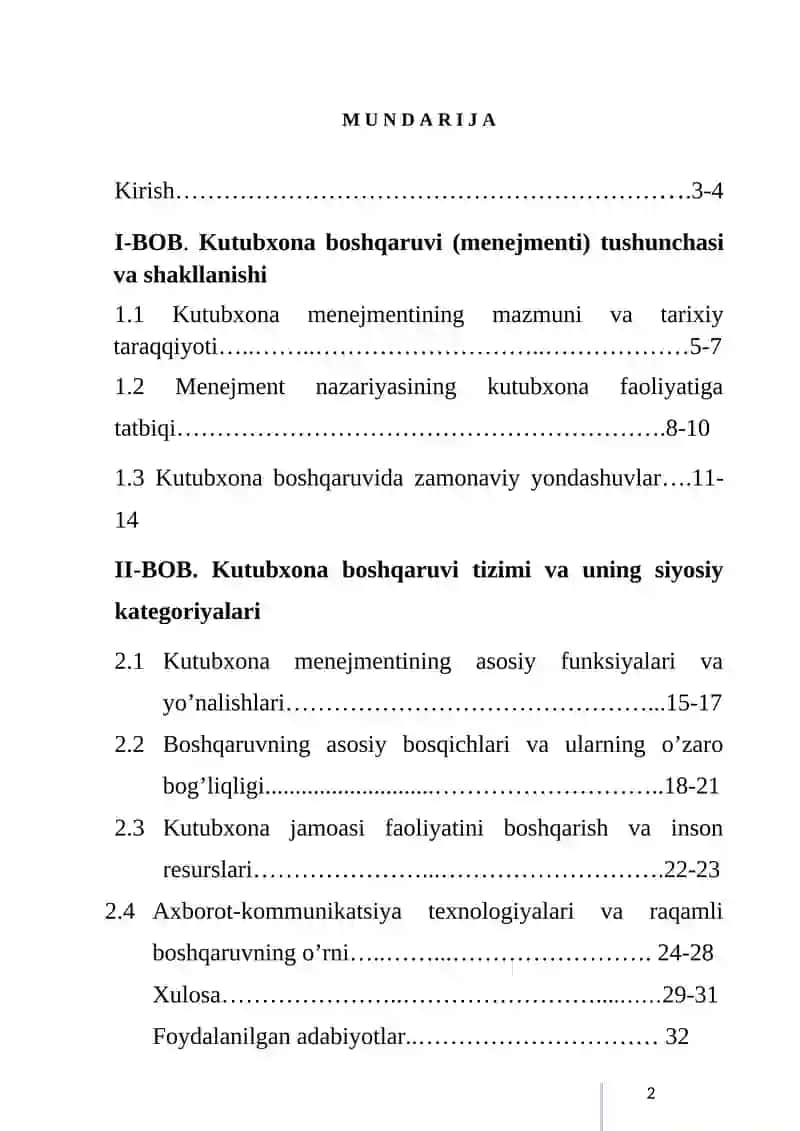 KUTUBXONA BOSHQARUV (MENEJMENTI): ASOSIY TUSHUNCHALARI VA KATEGORIYASI 3