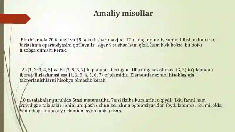 To'plamlarning kesishmasi birlashmasi 3