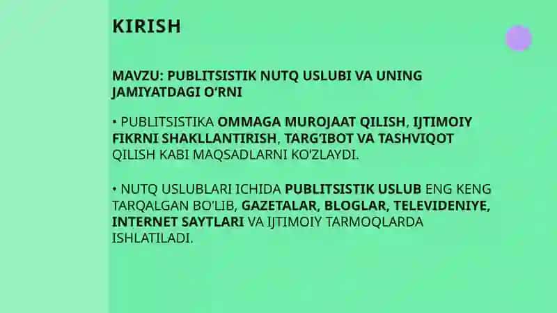 Publitsistik nutq uslubi. Publitsistik maqolalar bilan tanishish va tahlil qilish 3