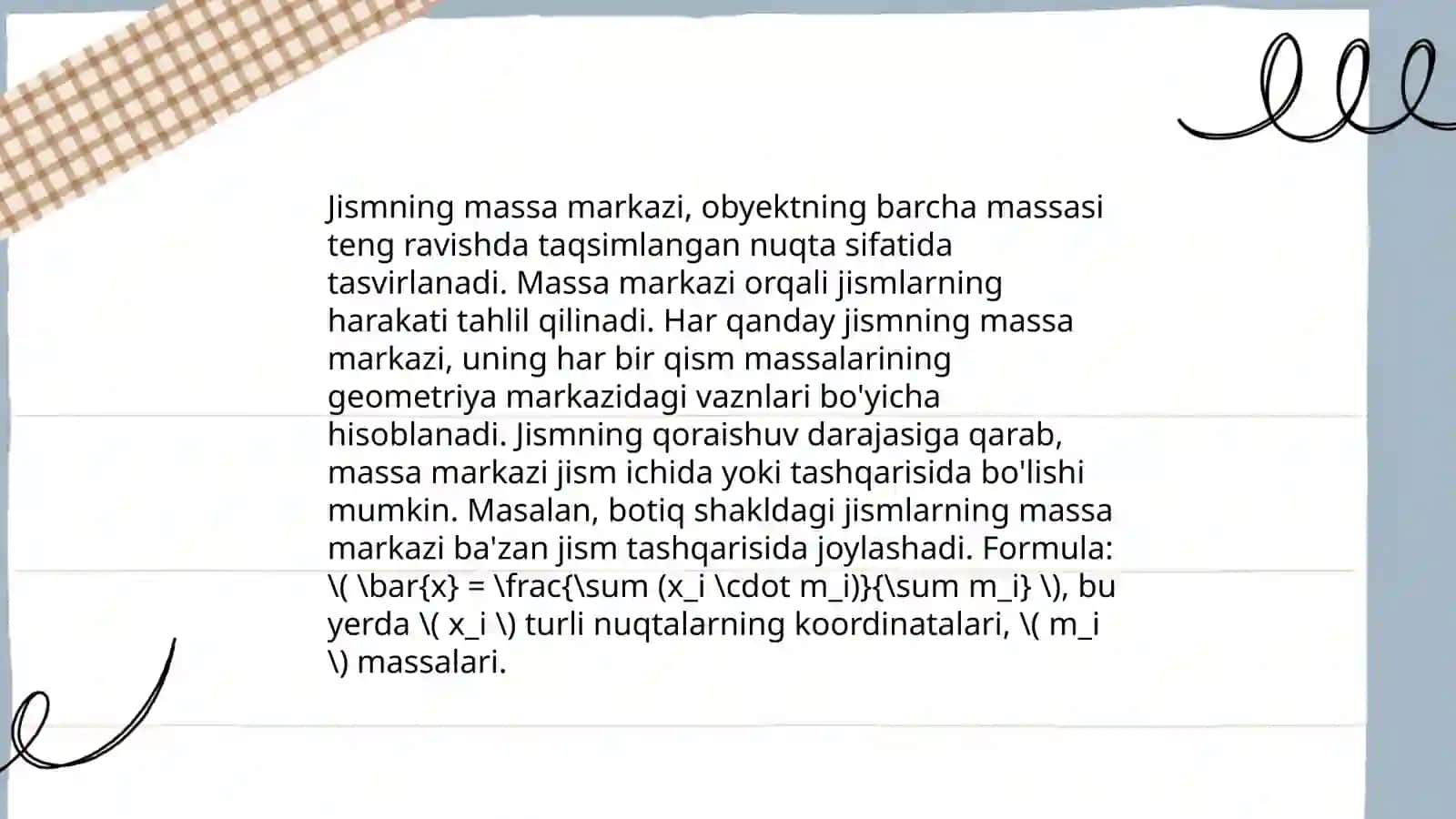 Moddiy nuqtalar sistemasining harakati. Massa markazi 3