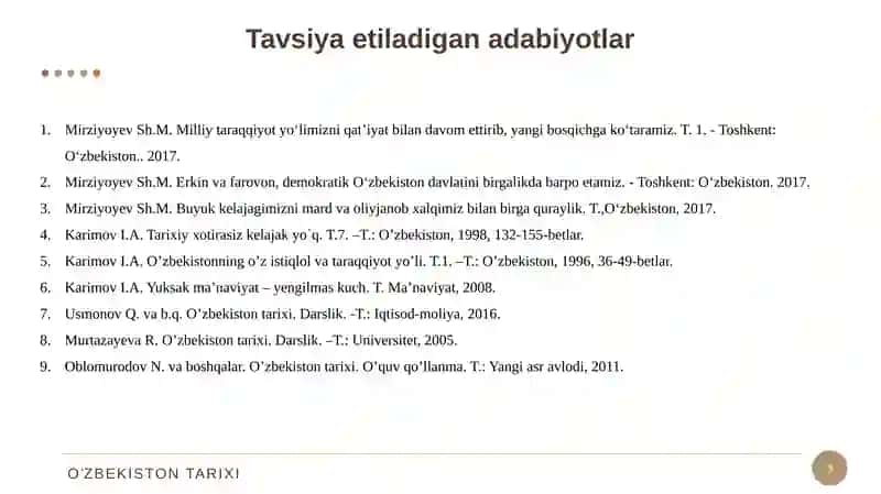 O‘zbekistonning eng yangi tarixi   fanining predmeti, uni o‘rganishning nazariy – uslubiy asoslari, manbalari va ahamiyati. 3